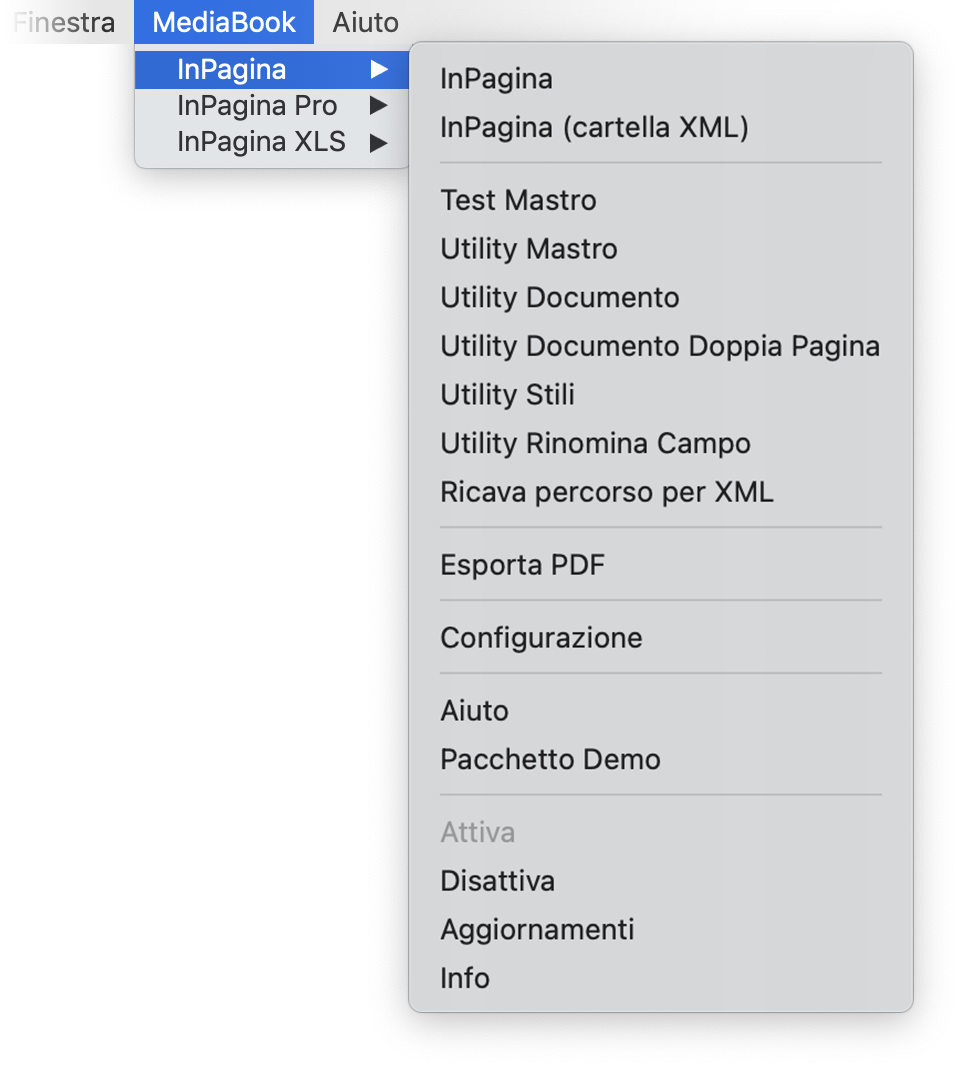 Menu InPagina
